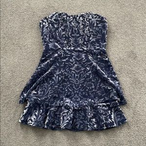 STRAPLESS BLUE AND SILVER MAJORELLE LAYERED DRESS